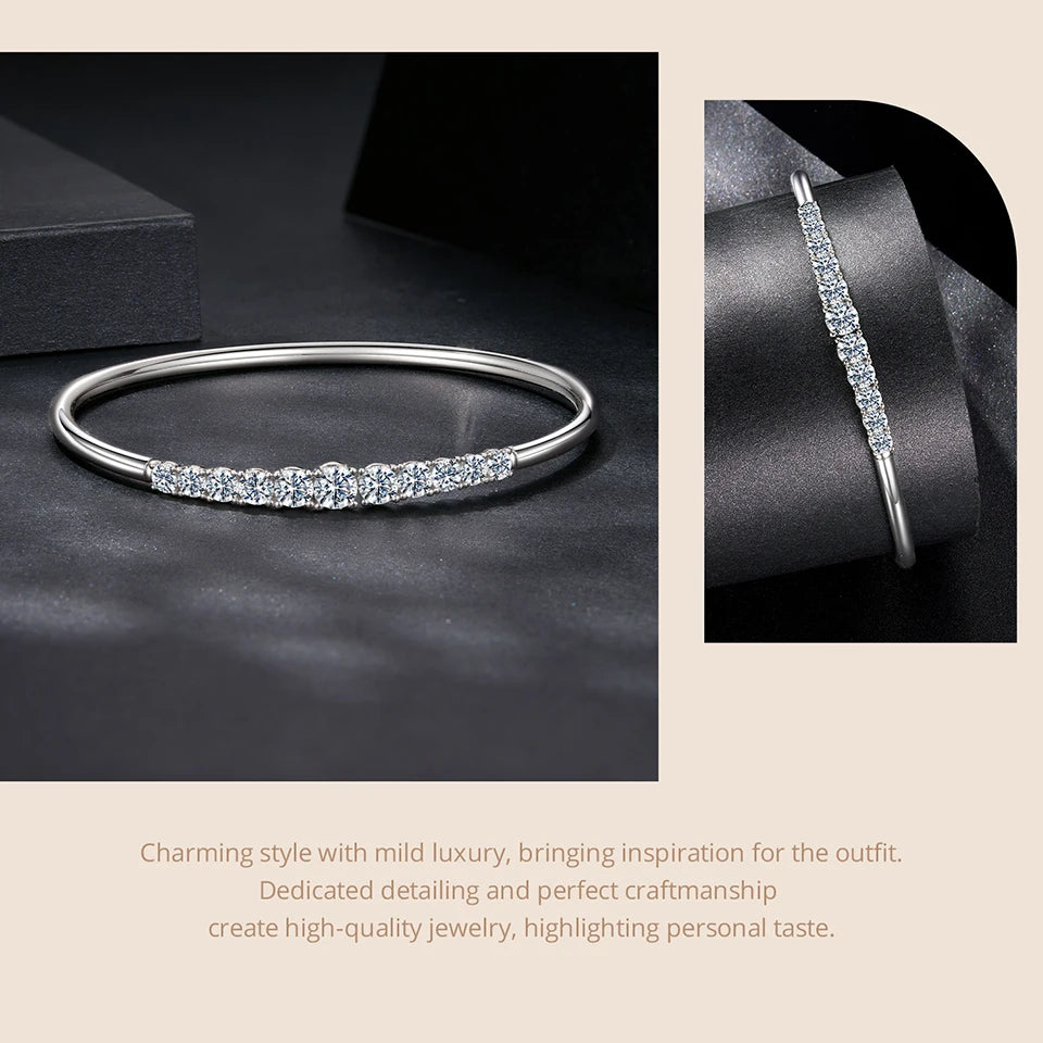 3.6CTTW Moissanite Sterling Silver Bar Bracelet”