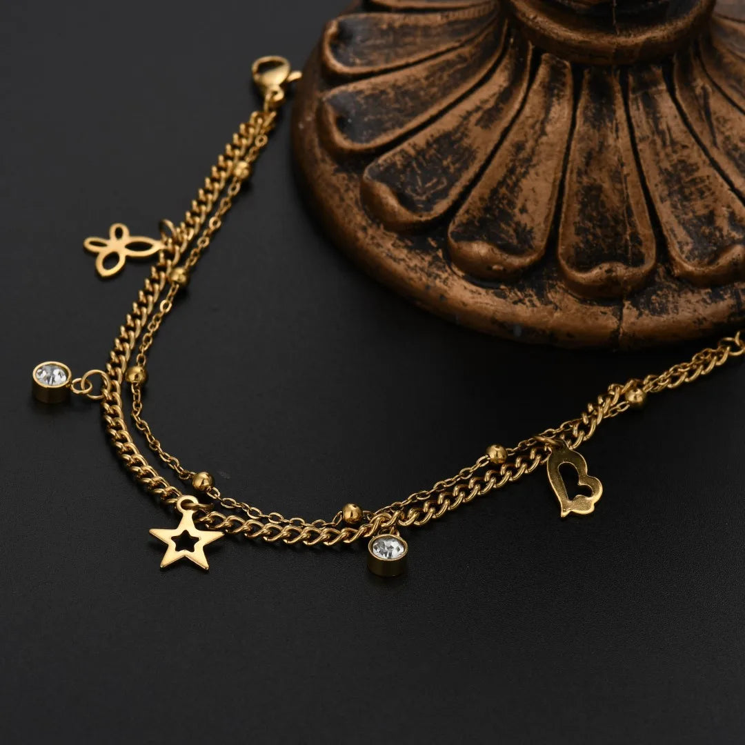 “18K Gold S925 Silver Charm Pendant Bracelet