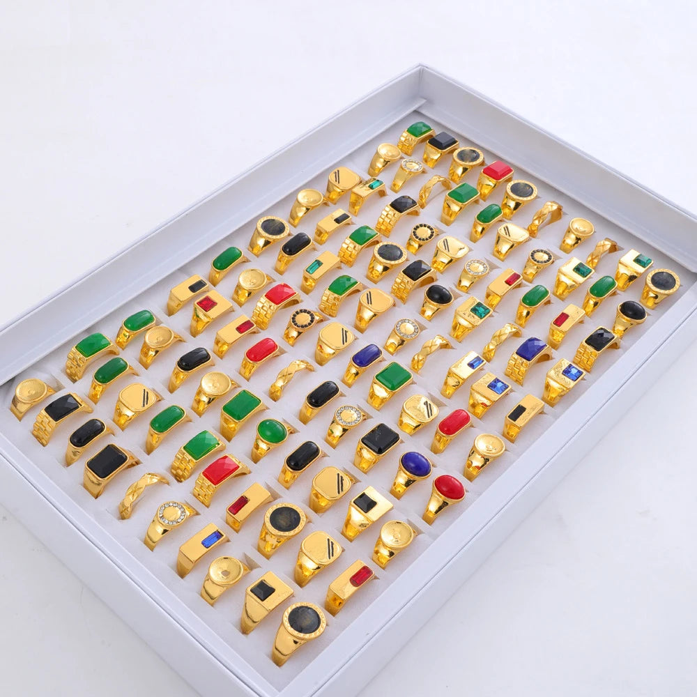 1️⃣ “Vintage Black Square Rings for Men & Women