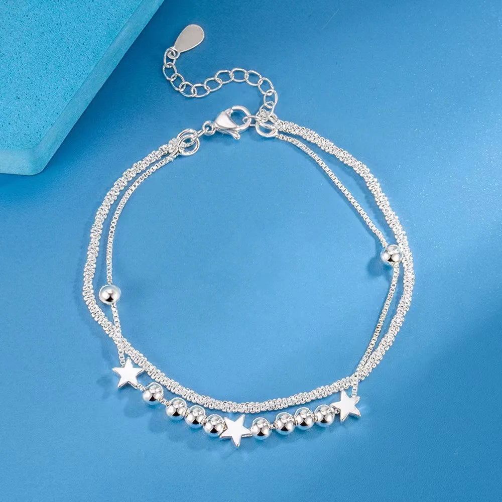 “925 Silver Star Chain Bracelet for Women”