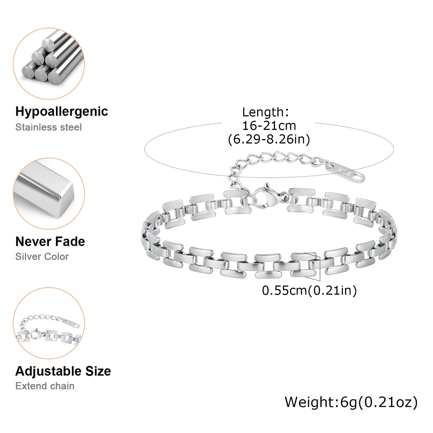 Minimalist Stainless Steel Link Bracelet