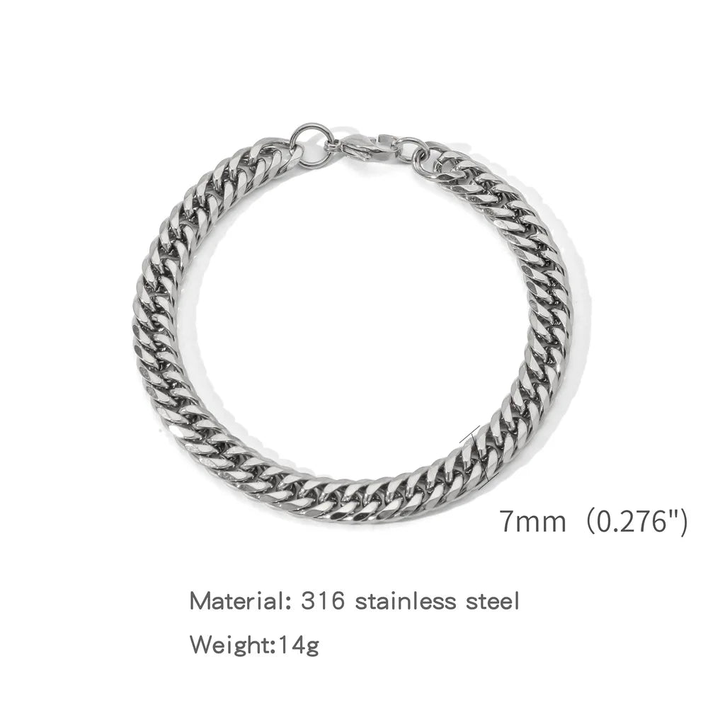 "Trendy Silver NK Chain Bracelet – Unisex Stainless Steel Jewelry"