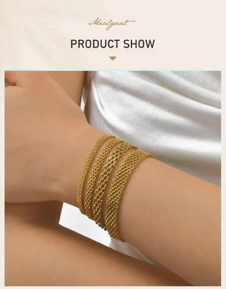 Gold-Plated Mesh Link Bracelet – Stainless