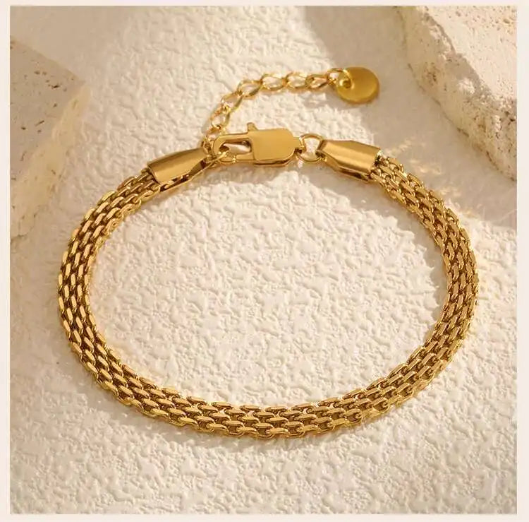 Gold-Plated Mesh Link Bracelet – Stainless
