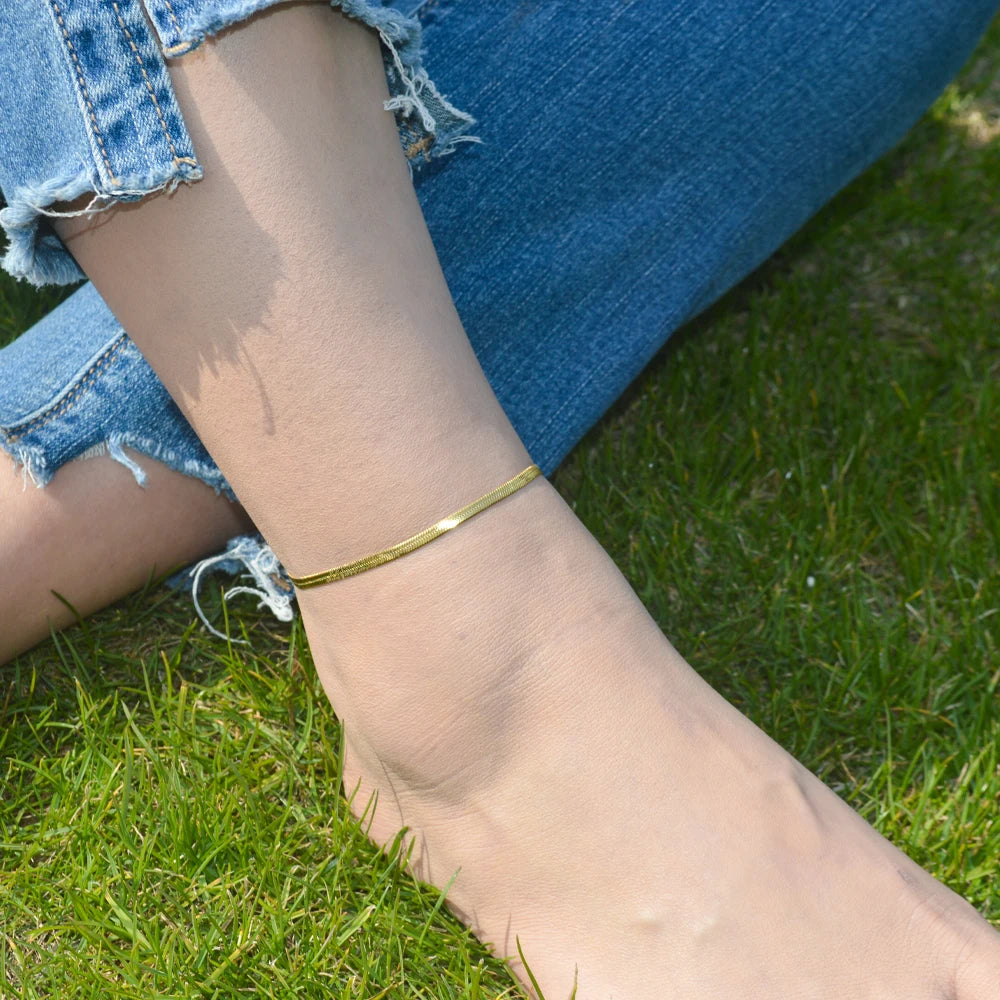 2024 Gold Stainless Steel Layered Anklet for Women