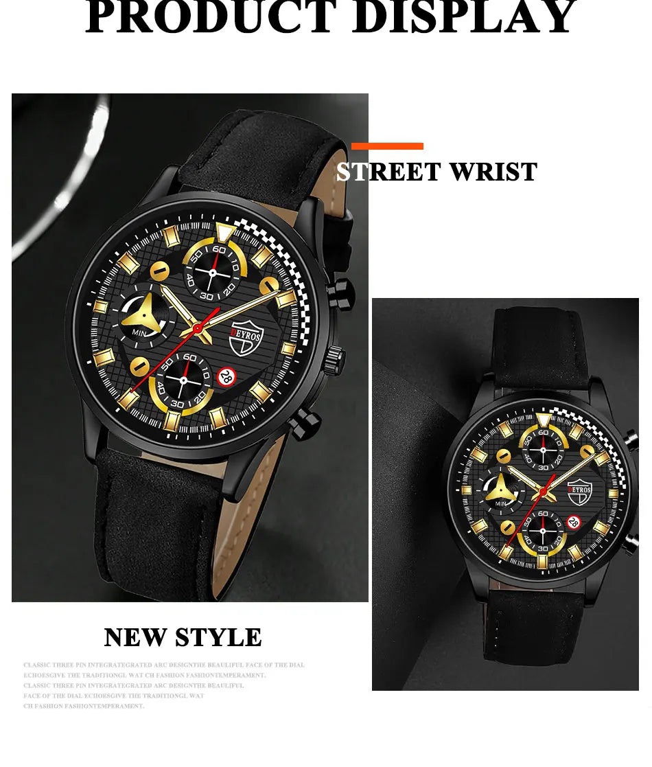 Men's Fashion Watch & Jewelry Set