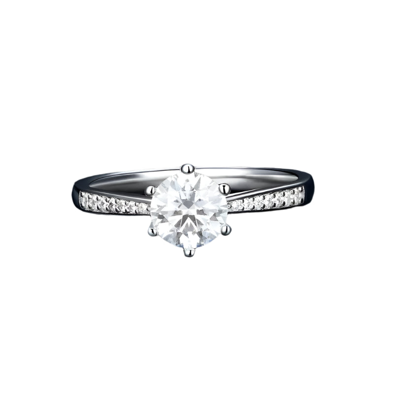 Bamoer Sterling Silver Moissanite Ring with Diamond Accents”