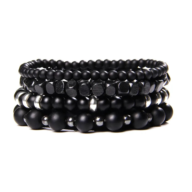 “Men’s Multilayer Wooden Bead Bracelet