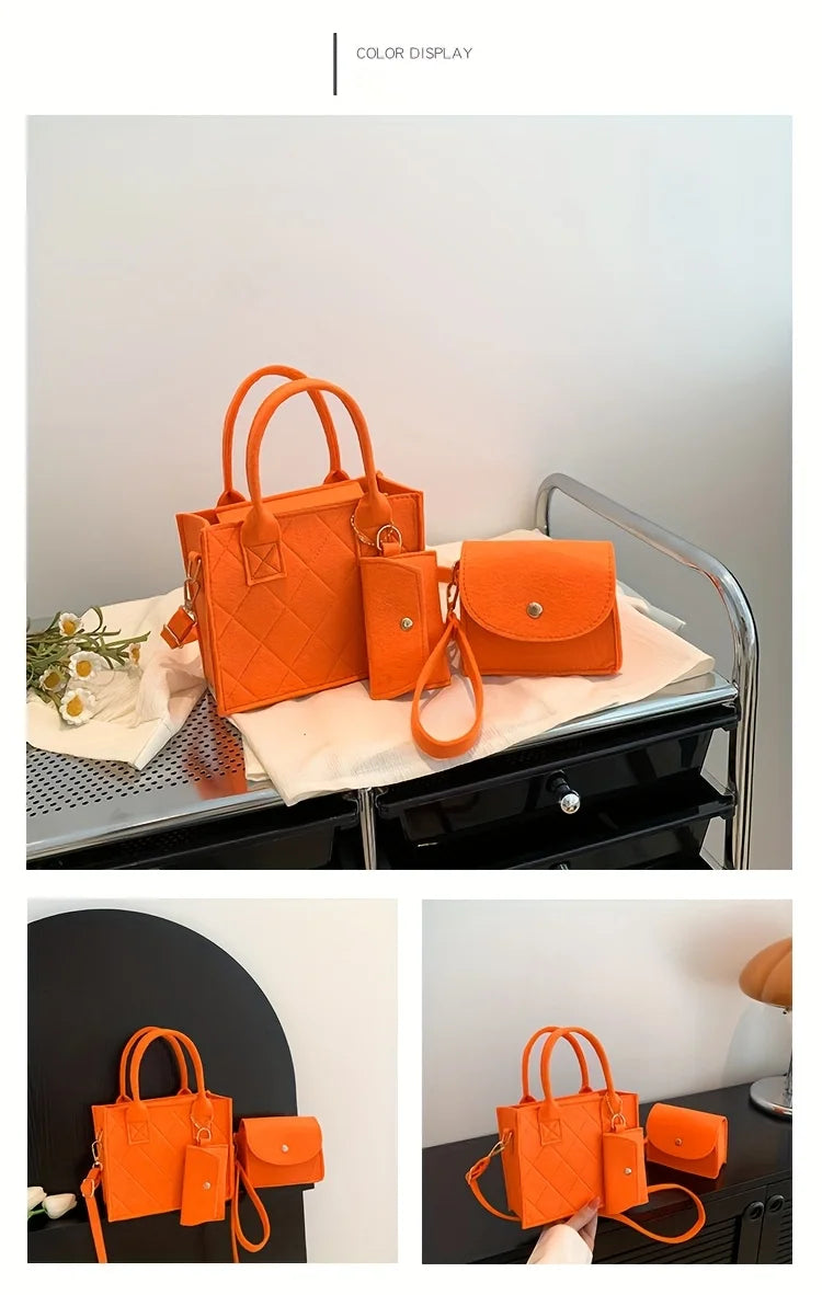 Stylish Solid Color Crossbody & Shoulder Bag Set