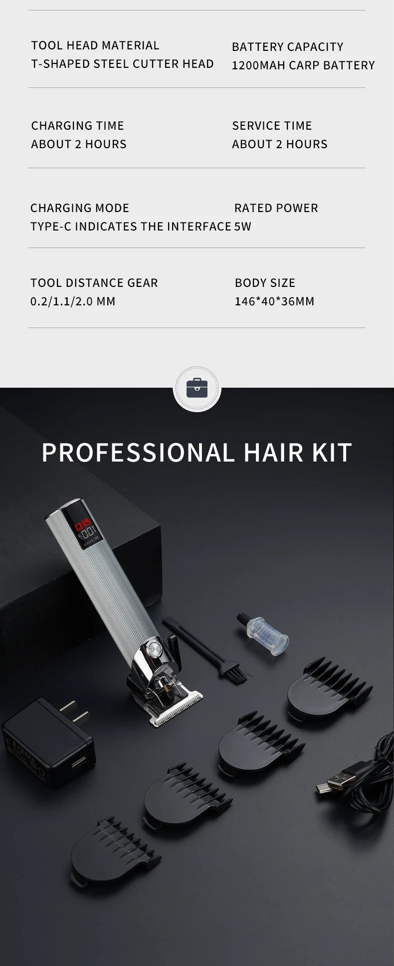 Cordless Zero-Gap Hair Trimmer – Professional Barber Tool