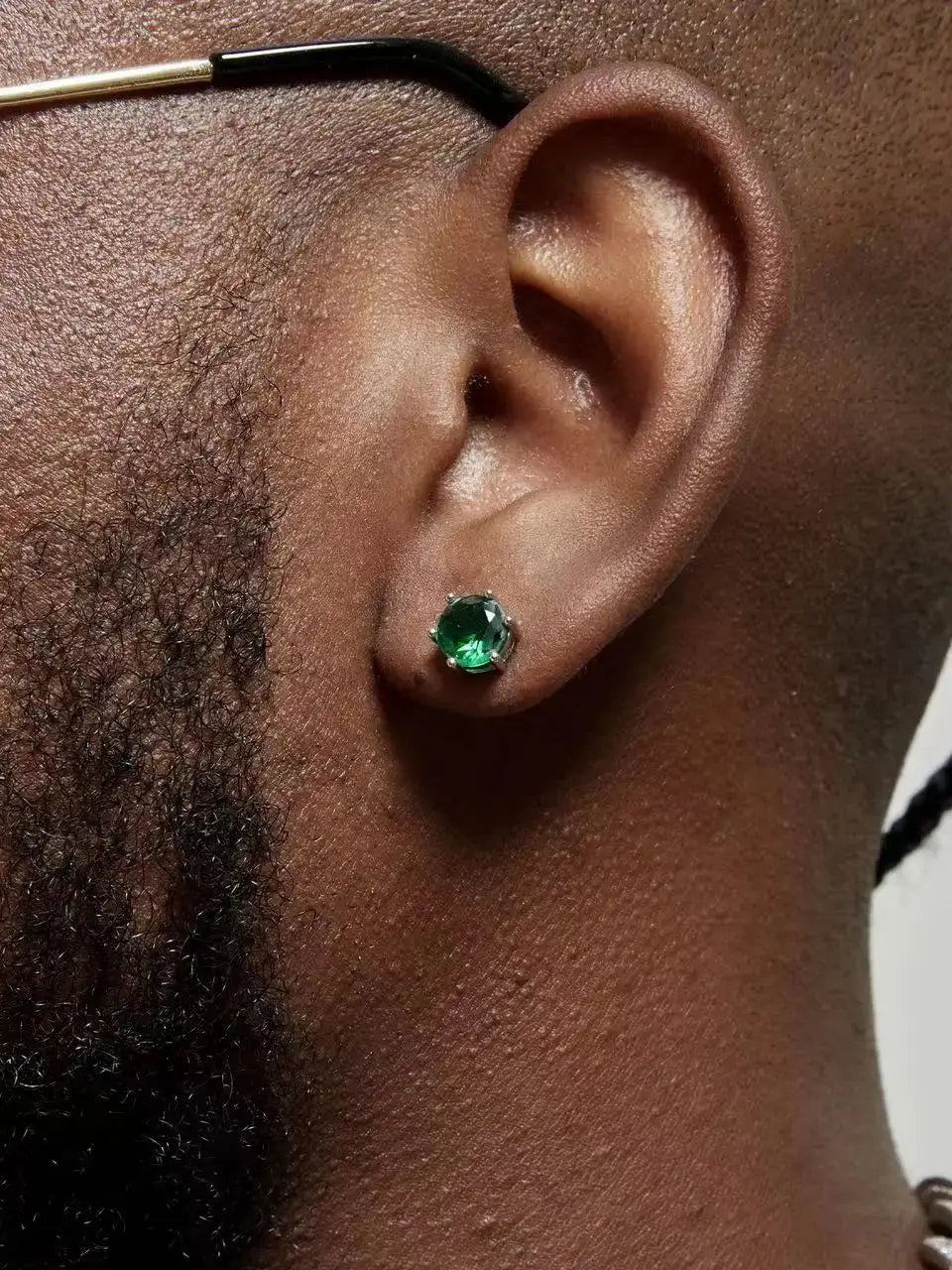 Green Crystal Zircon Earring Men