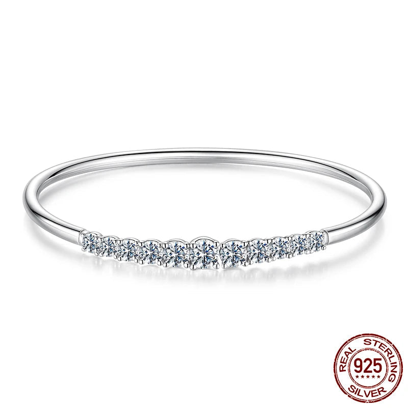 3.6CTTW Moissanite Sterling Silver Bar Bracelet”