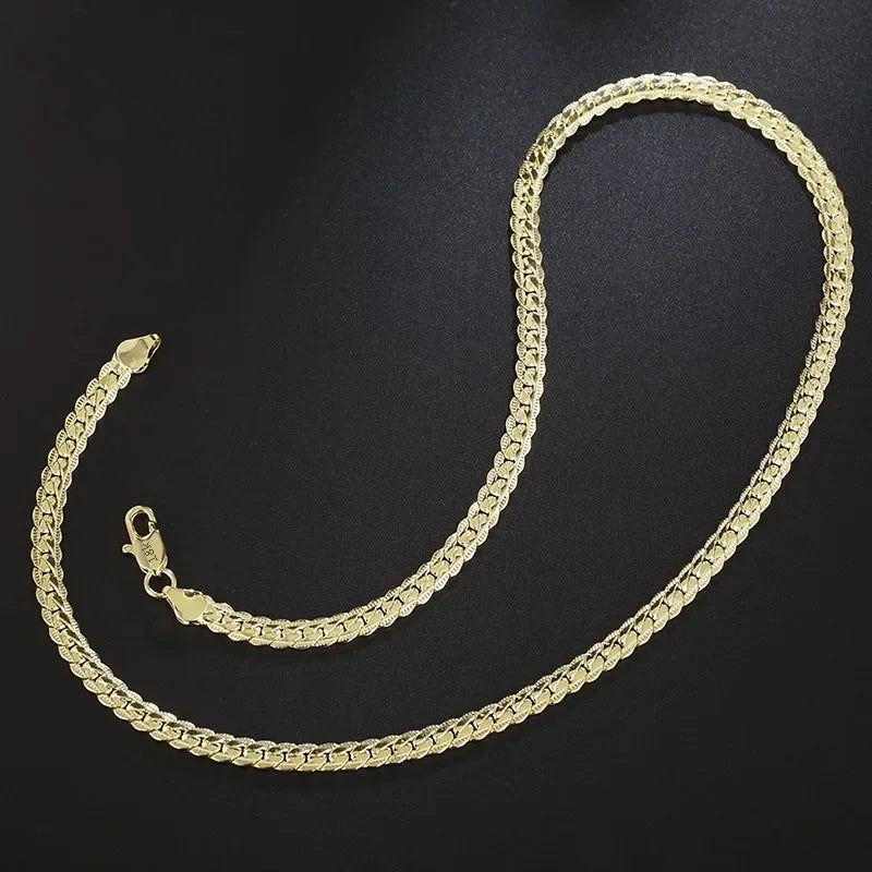 925 Silver 18K Gold Sideways Figaro Chain Necklace