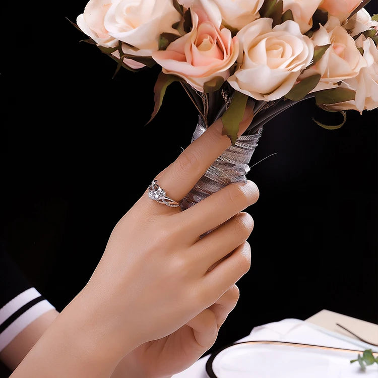 JewelryPalace 925 Sterling Silver 3-Stone Engagement Ring