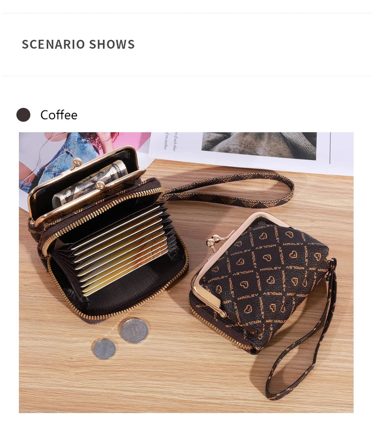 Women’s Short Wallet with Wrist Strap & Coin Clip