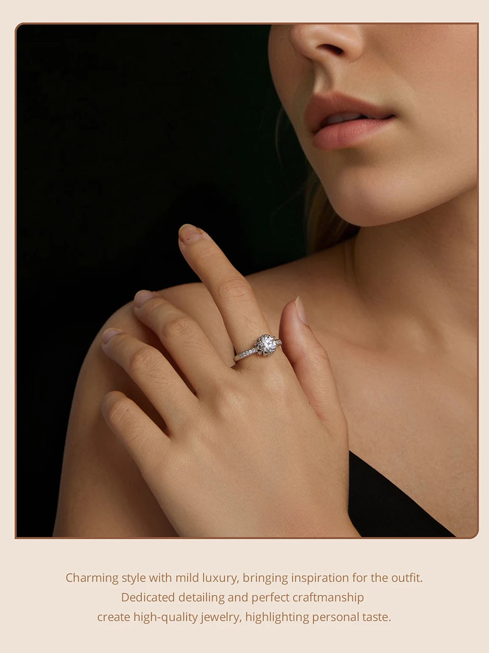 Sterling Silver Ring with White Diamonds”