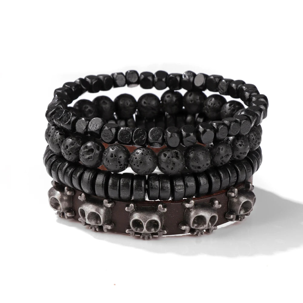 “Men’s Multilayer Wooden Bead Bracelet