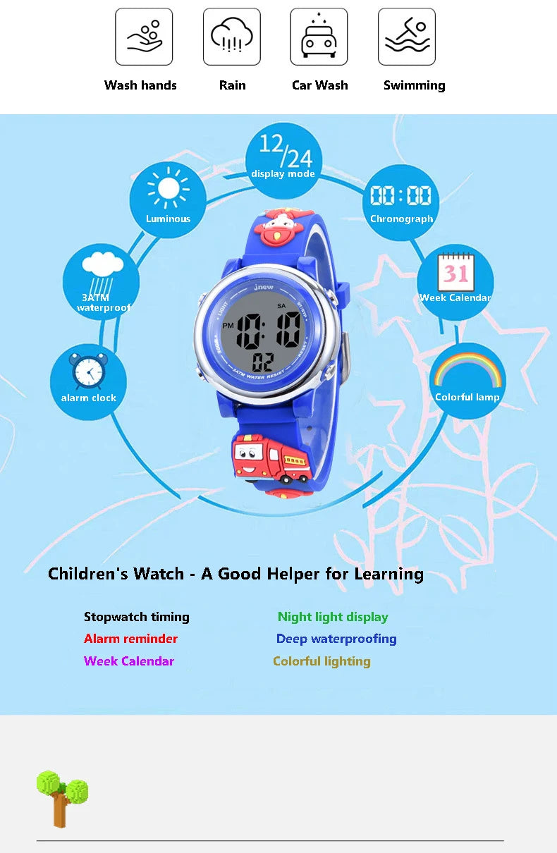 UTHAI Kids Sports LED Digital Watch Waterproof
