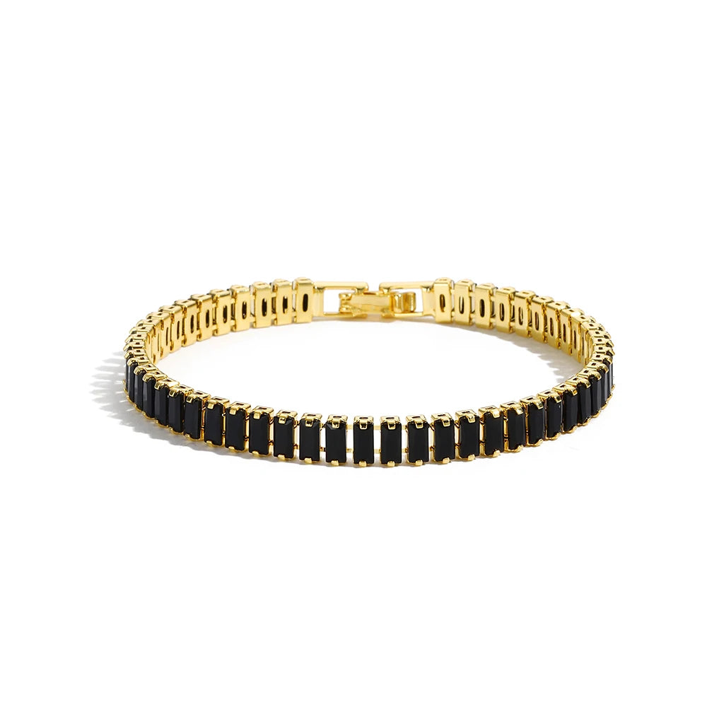 “Black CZ Gold-Plated Tennis Bracelet”