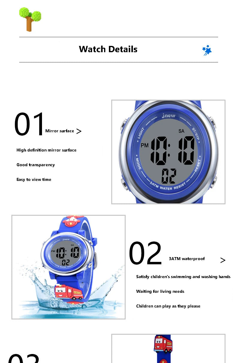 UTHAI Kids Sports LED Digital Watch Waterproof