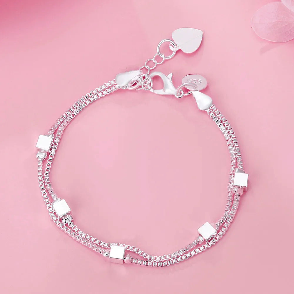 “925 Silver Luxury Charm Chain Bracelet 20CM”