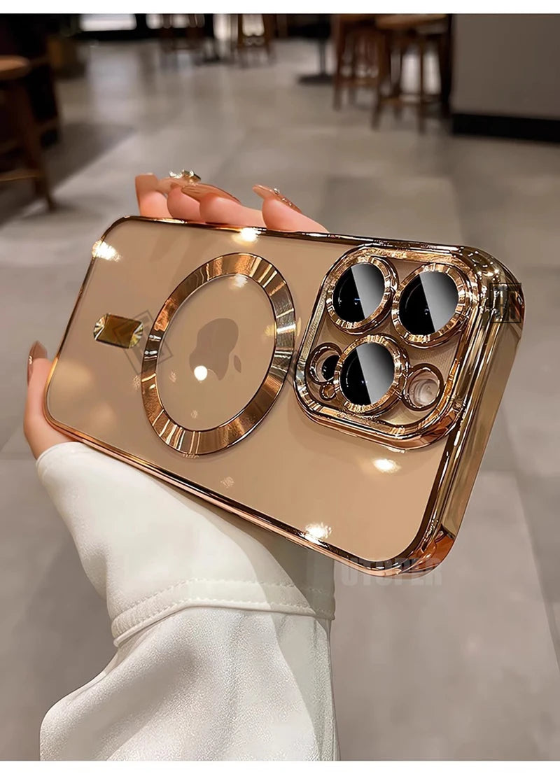 New Official Desert Gold Phone Case For iPhone 16 15 14 13 12 11 Pro Max Plus Clear Magsafe Magnetic Lens Protect Soft Cover