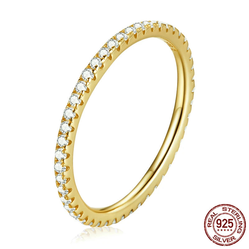 “Bamoer Gold Plated Sterling Silver Ring with Zircon Stones”