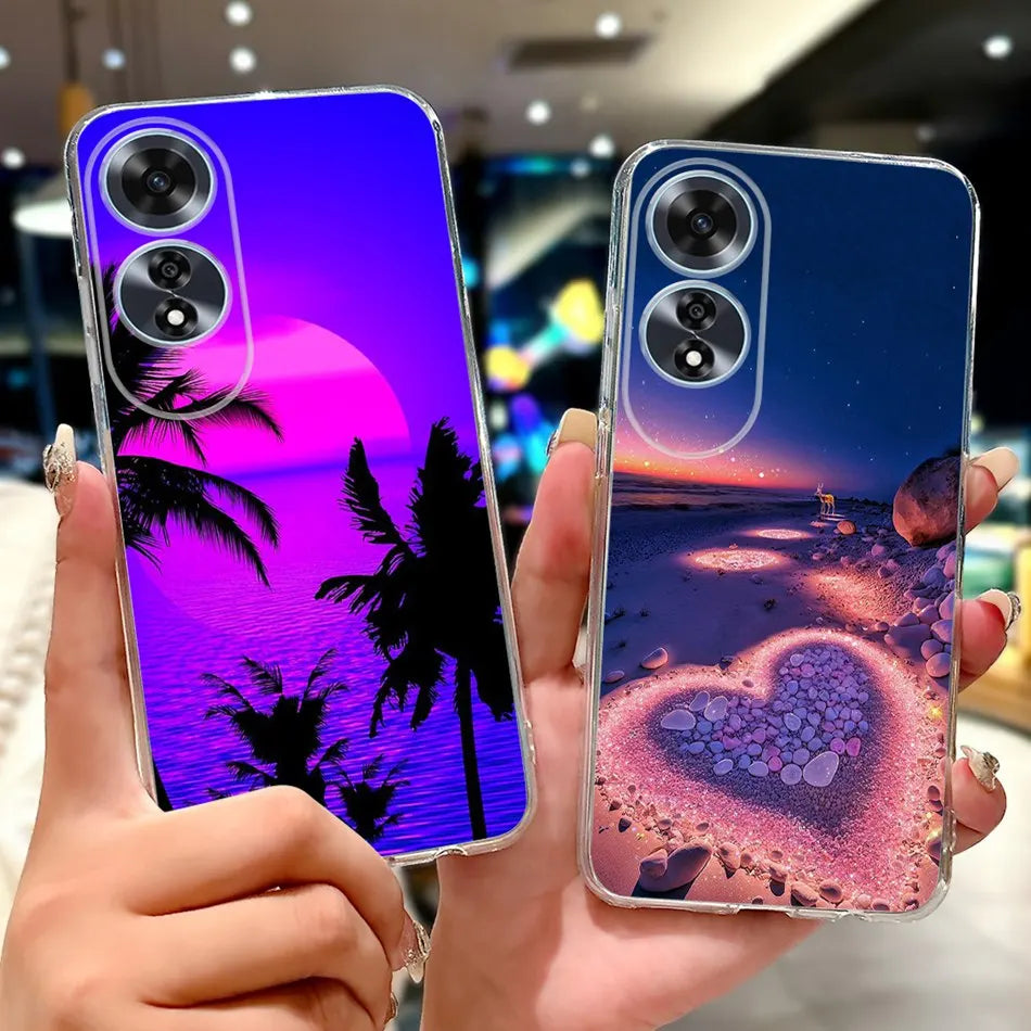 Elegant Floral Cat TPU Cover – OPPO A60