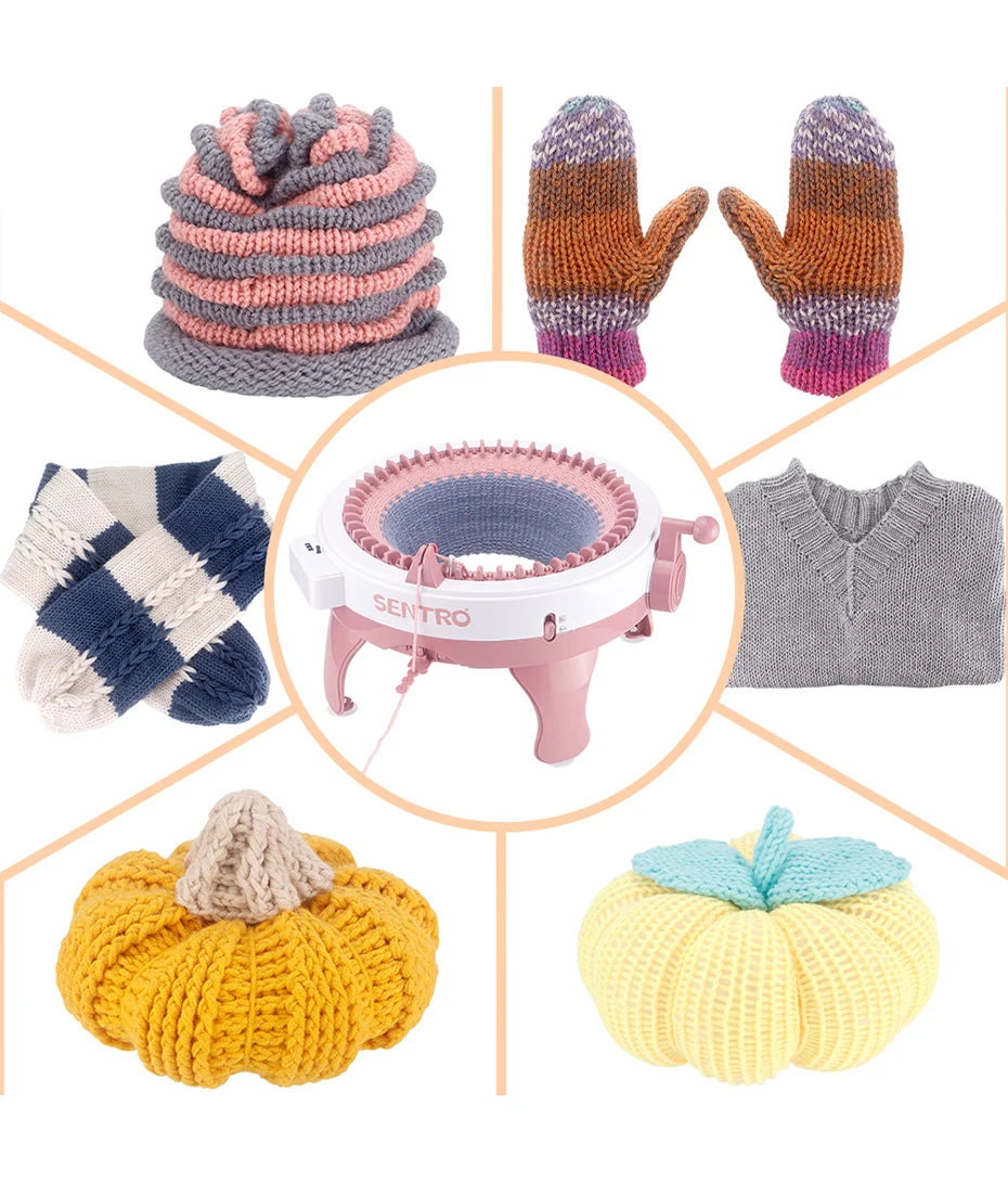 SENTRO 48-Needle Smart Knitting Machine Kit – Flat & Double Weave