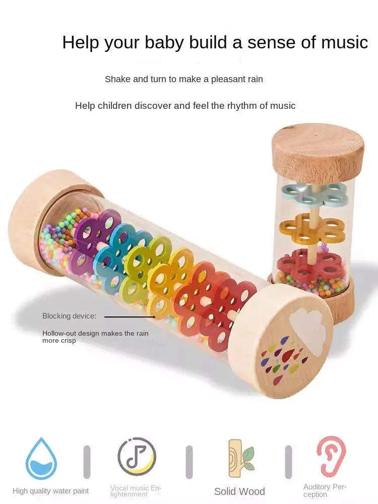 Baby Wooden Rainmaker Toy – Soothing Rain Sound