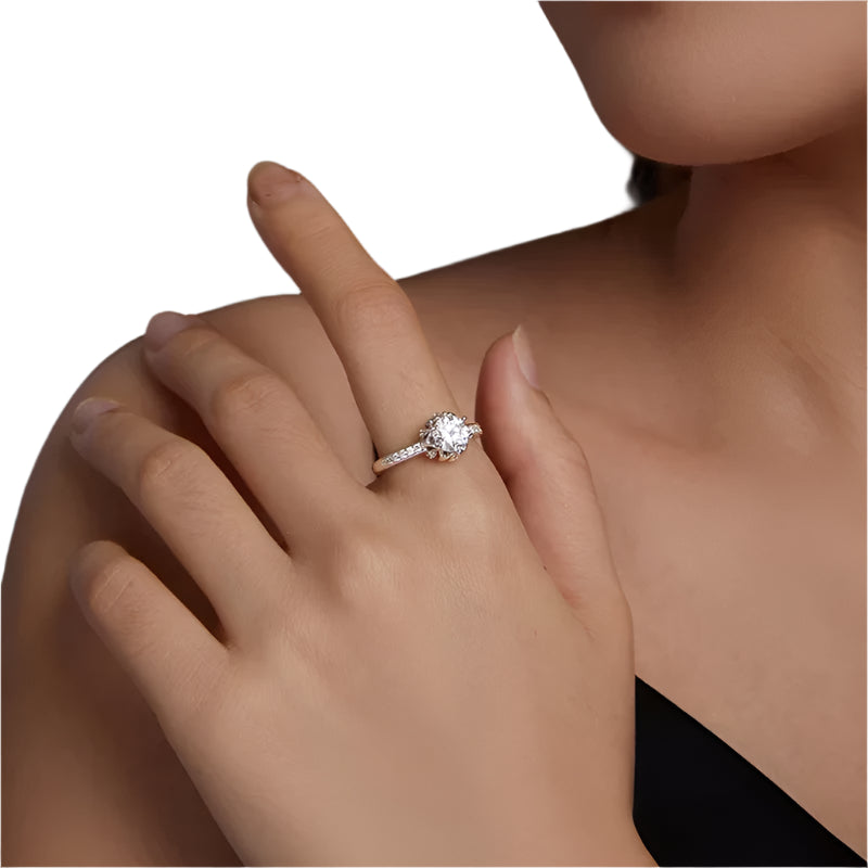 Sterling Silver Ring with White Diamonds”