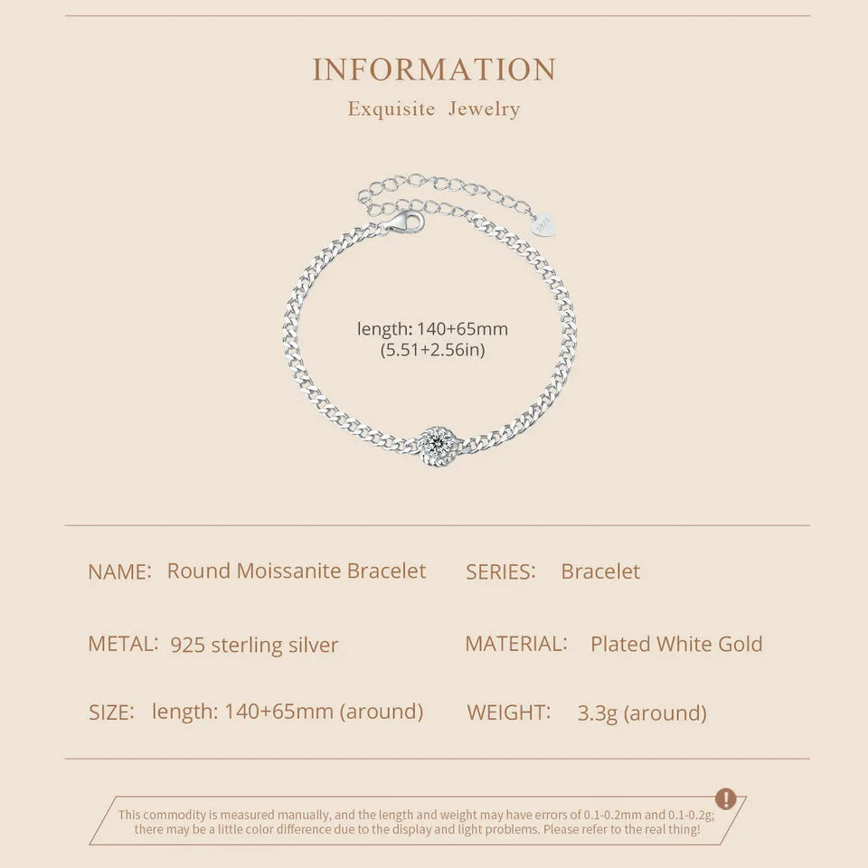 “White Gold Plated Moissanite Sterling Silver Bracelet”