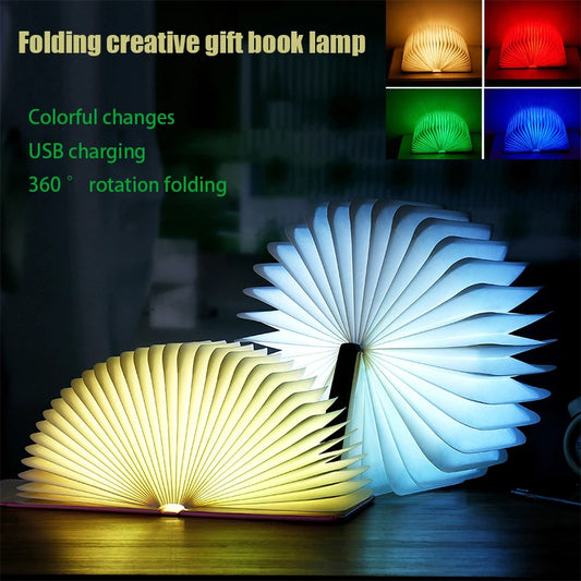 3D Folding Book Lamp – 7-Color USB Rechargeable Night Light