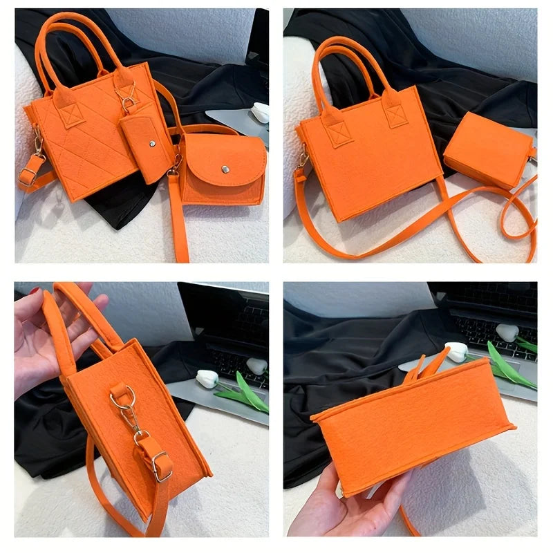 Stylish Solid Color Crossbody & Shoulder Bag Set