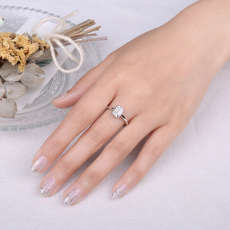 Emerald Cut CZ Sterling Silver Ring