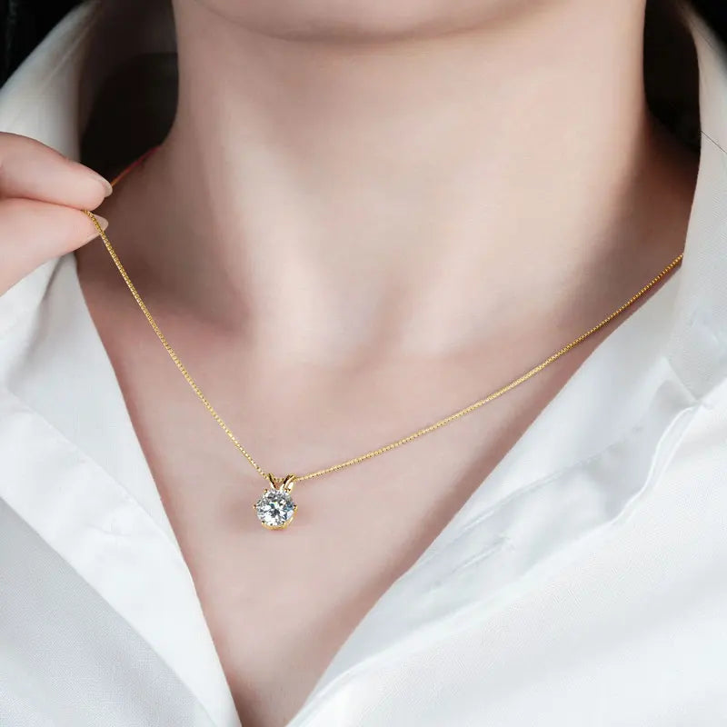 "925 Silver Moissanite Pendant Necklace – GRA Certified