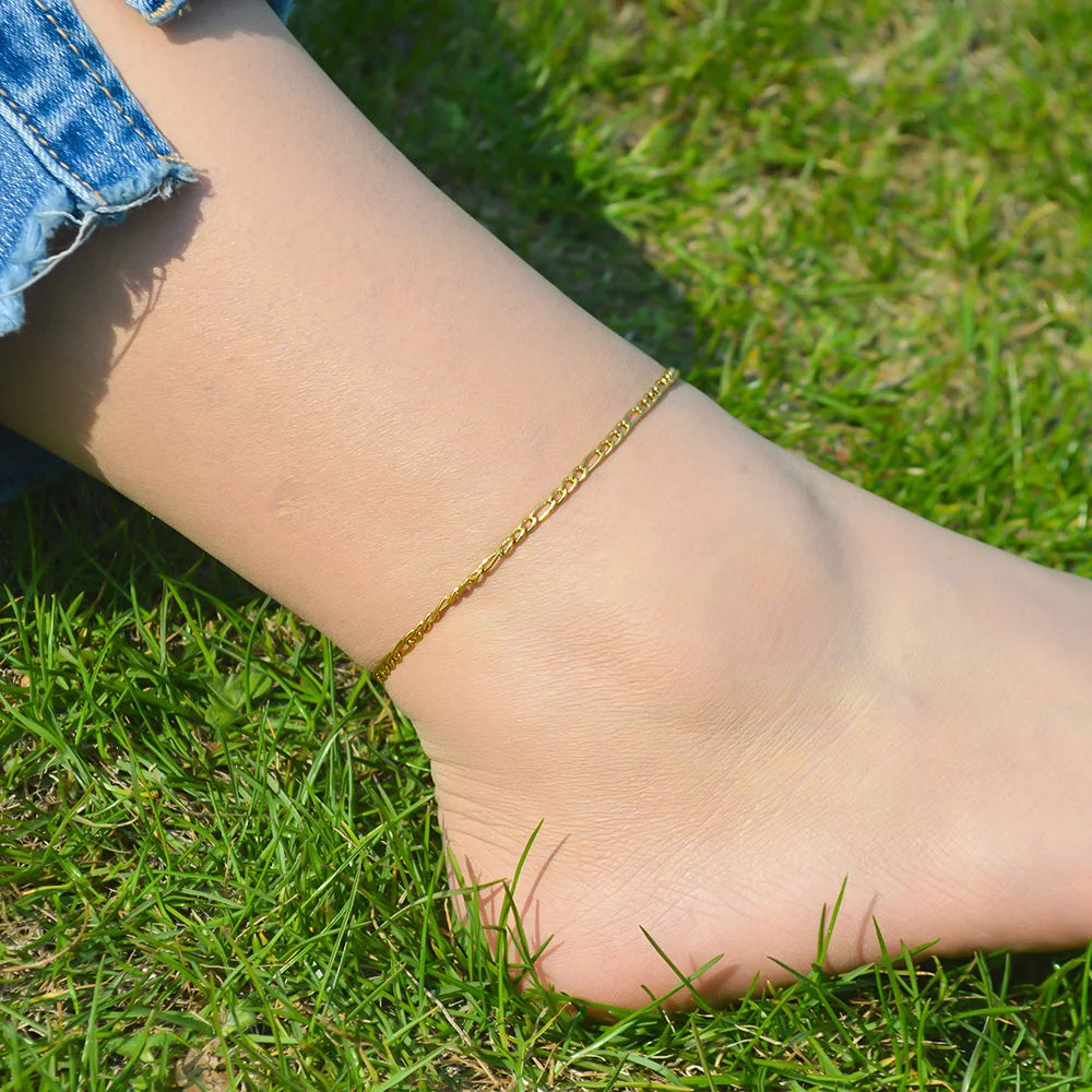 2024 Gold Stainless Steel Layered Anklet for Women