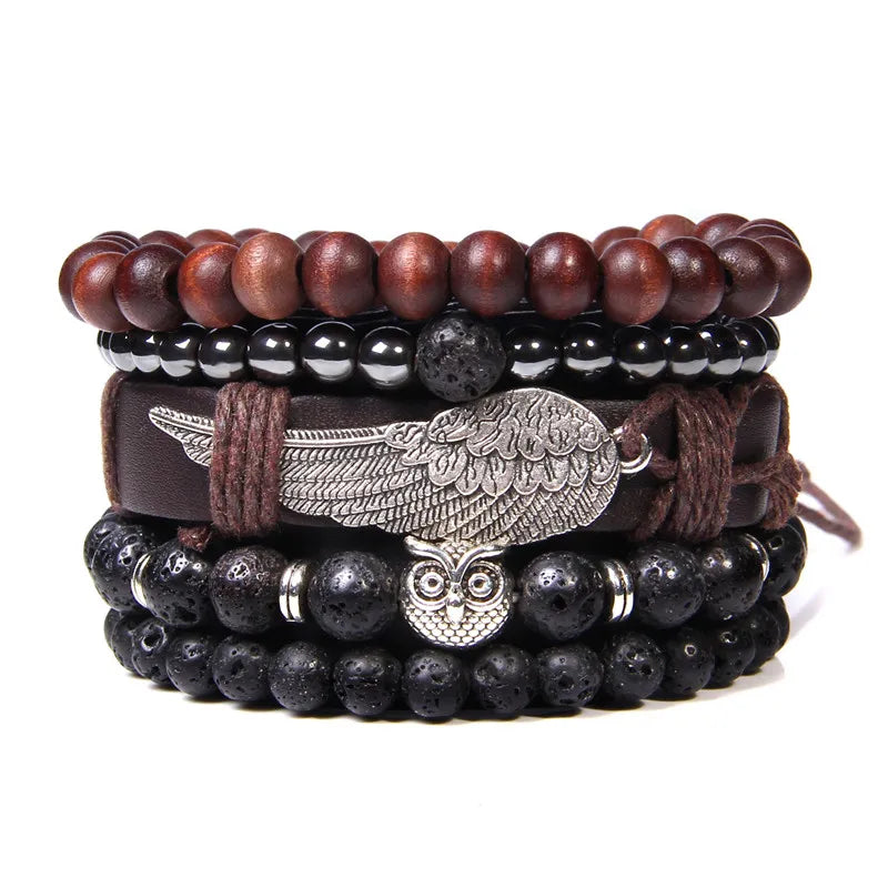 “Men’s Multilayer Wooden Bead Bracelet