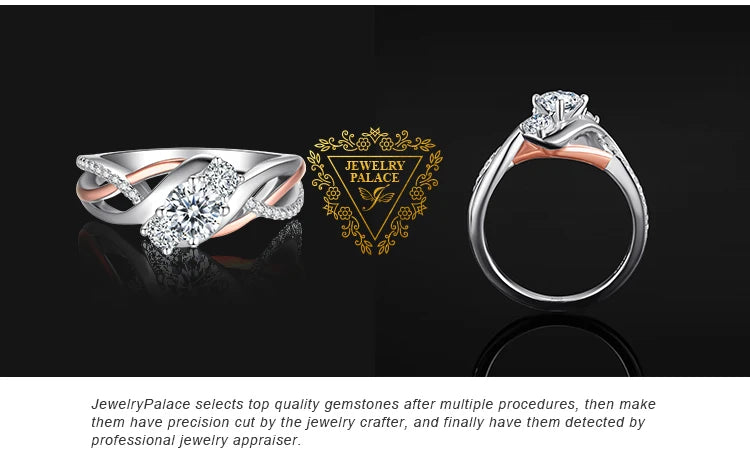 JewelryPalace 925 Sterling Silver 3-Stone Engagement Ring