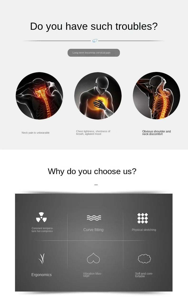 Electric Cervical Pillow Massager – Hot Compress & Vibration