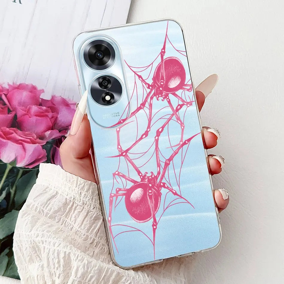Elegant Floral Cat TPU Cover – OPPO A60