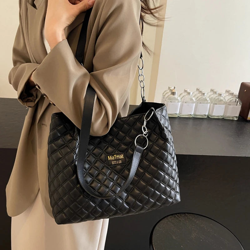 Quilted PU Large Shoulder Bag