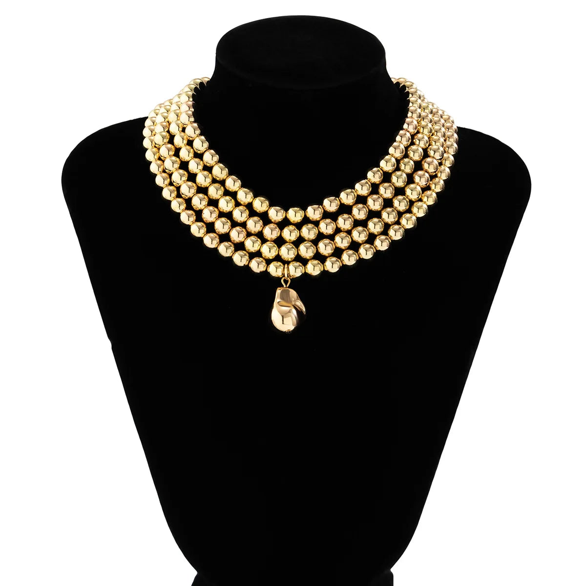 Boho Gold Pearl Multi-layer Geometric Necklace 2023