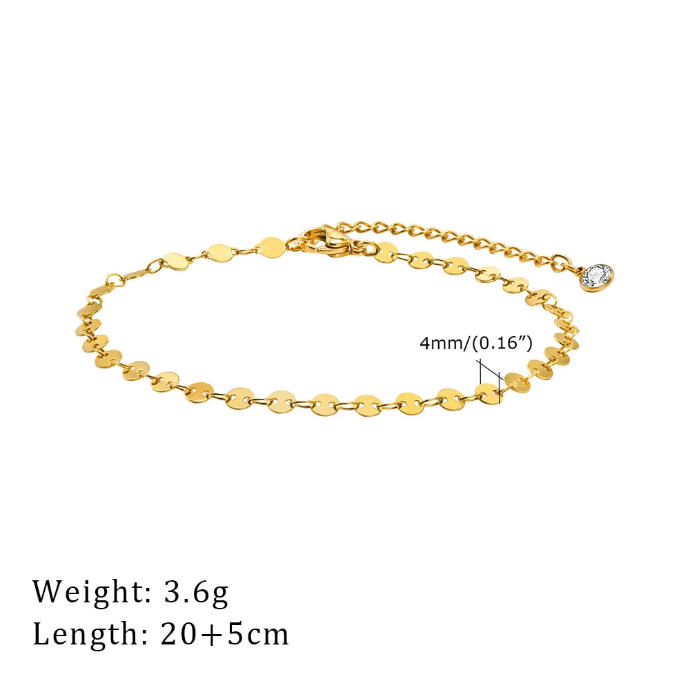2024 Gold Stainless Steel Layered Anklet for Women