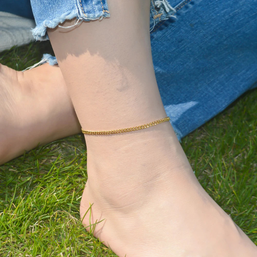 2024 Gold Stainless Steel Layered Anklet for Women