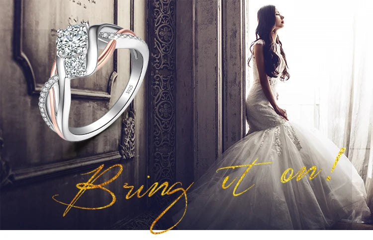 JewelryPalace 925 Sterling Silver 3-Stone Engagement Ring