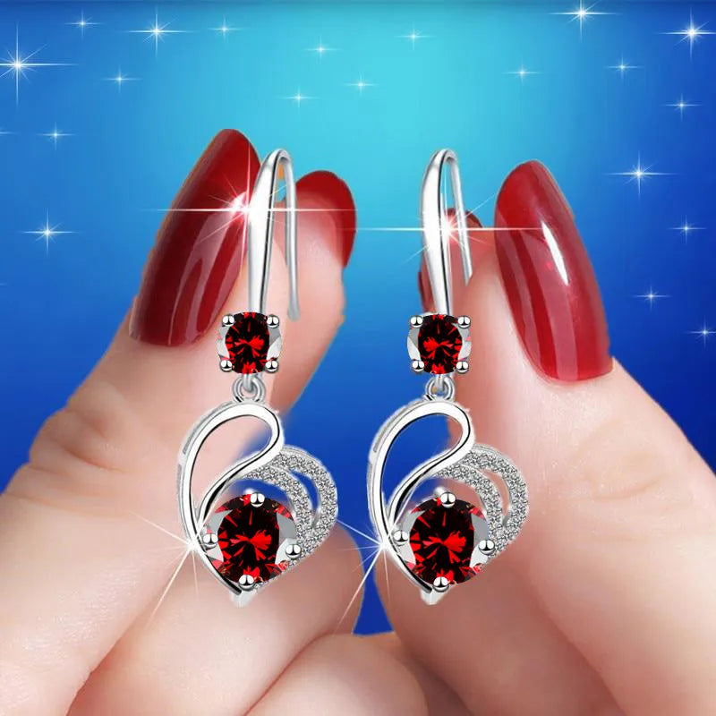 Cute Blue Heart Drop Earrings – Classic Wedding Jewelry