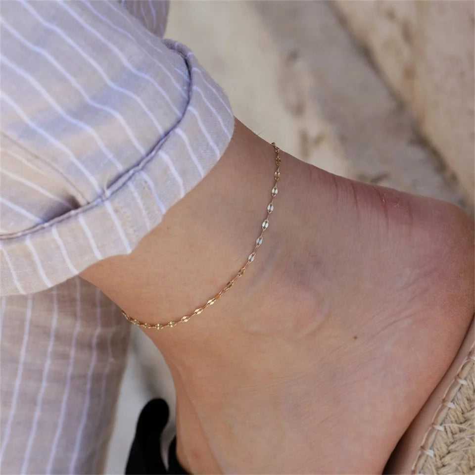 eManco Gold Plated Adjustable Lace Chain Anklet