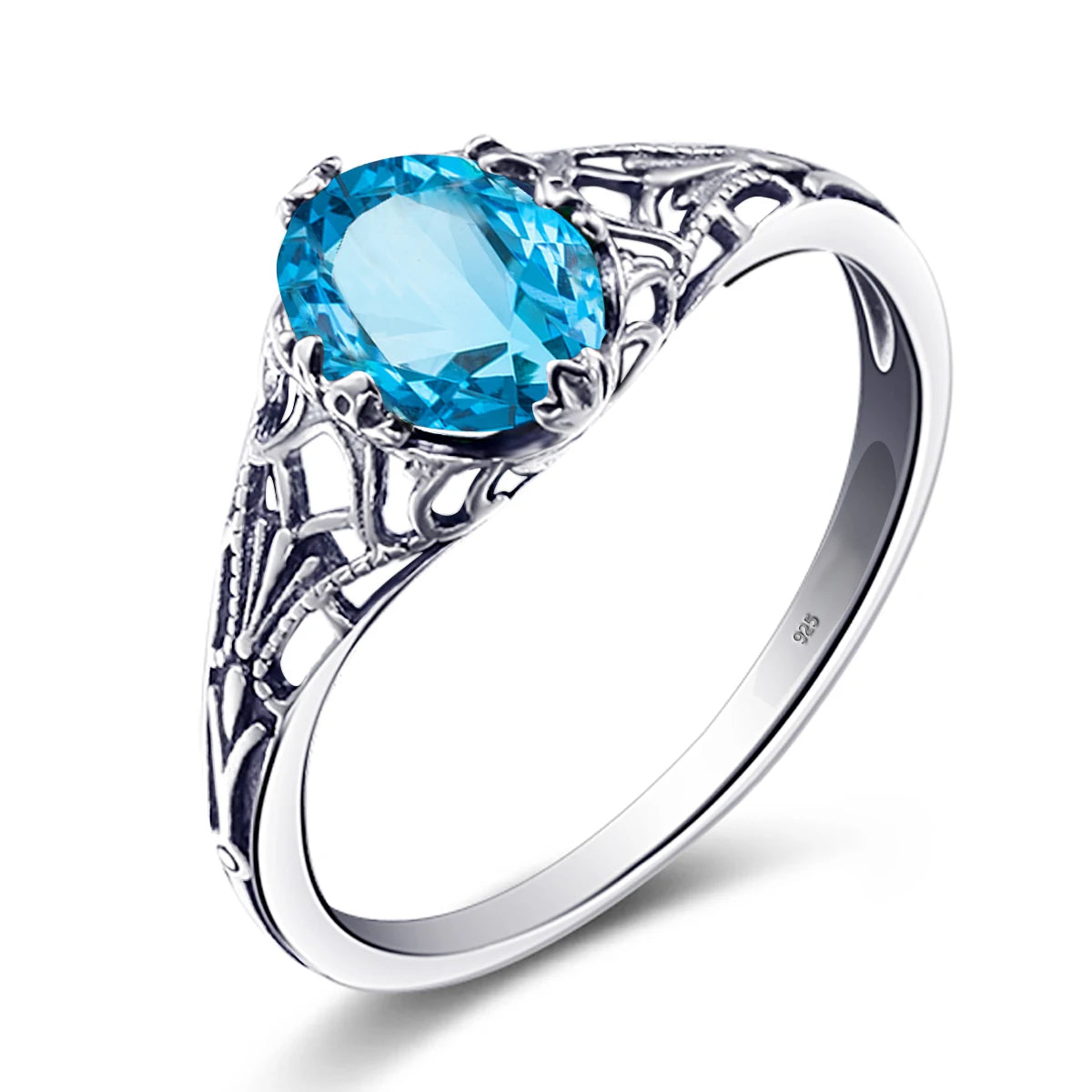 Real 925 Sterling Silver Oval Red Garnet Ring