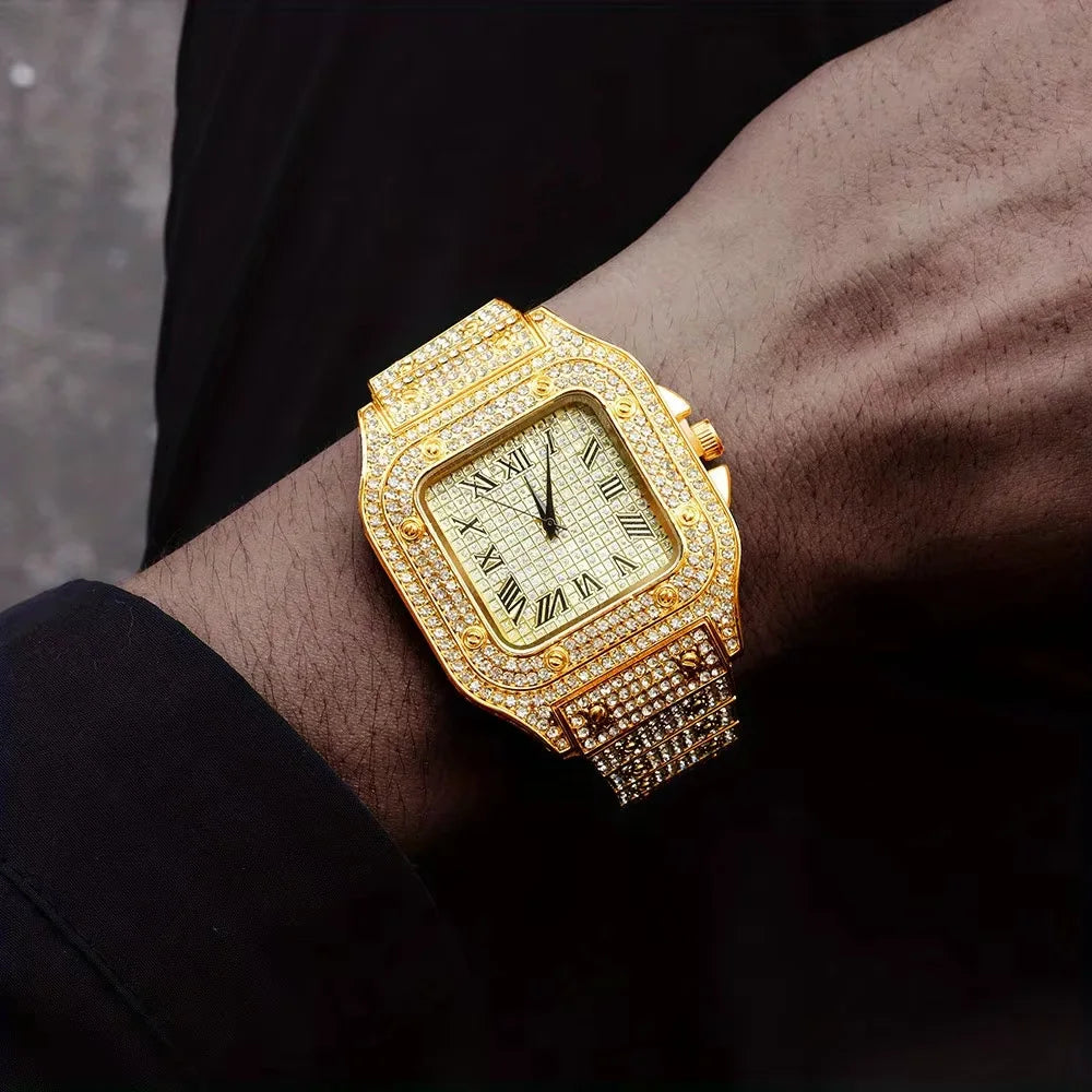 Luxury Gold Diamond Unisex Watch
